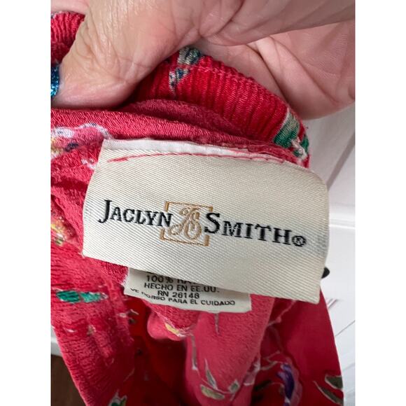 Vintage Jaclyn Smith Red Rayon Knee Length Floral Boho Skirt Women's Size Large - Picture 4 of 8